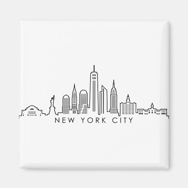 NEW YORK Manhatten USA City Skyline Silhouette Magnet (Front)