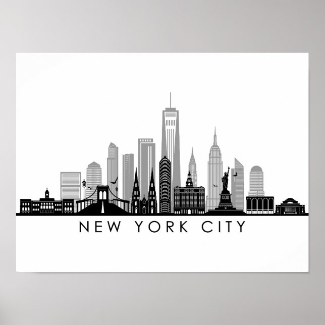 NEW YORK Manhatten USA City Skyline Silhouette Poster (Front)