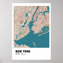 New York Map Poster - New York Vintage Map Style