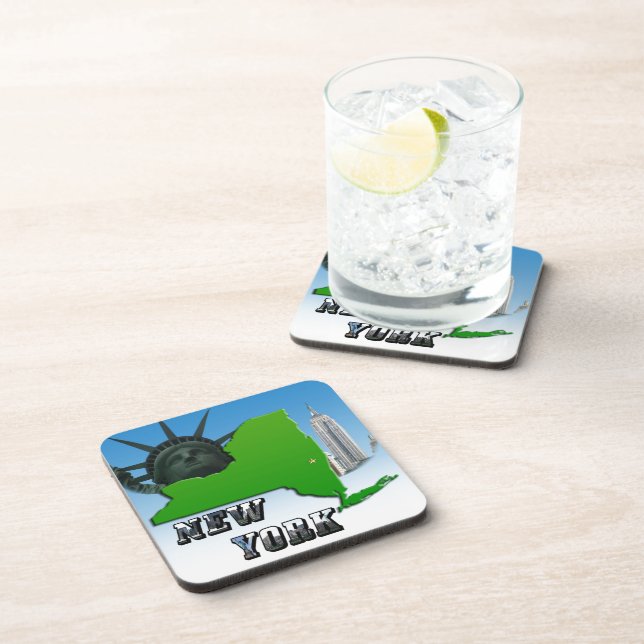 New York Map, Statue of Liberty, Monument Coaster (Right Side)