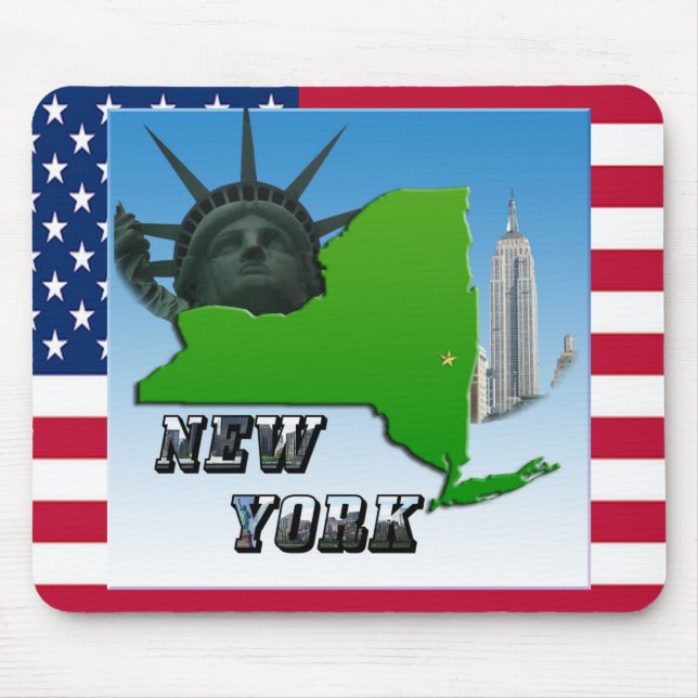 New York Map, Statue of Liberty, Monument Mouse Pad (Front)