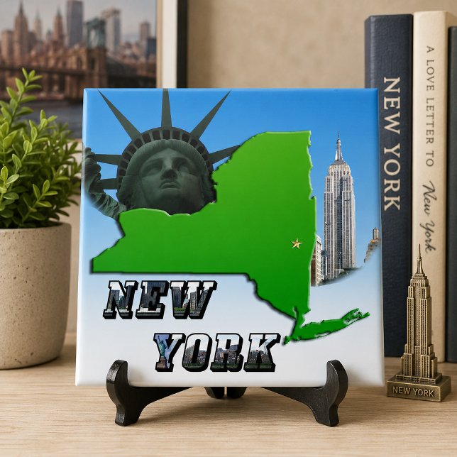 New York Map, Statue of Liberty, Monument Tile (New York Map, Statue of Liberty, Monument Tile)