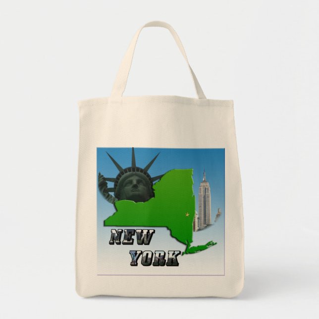 New York Map, Statue of Liberty, Monument Tote Bag (Front)