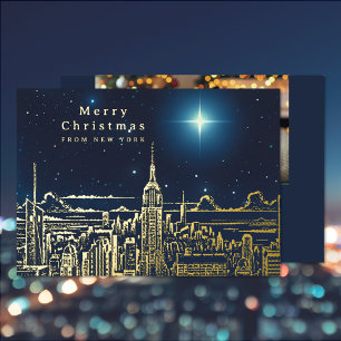 New York Merry Christmas Star Photo Foil Card