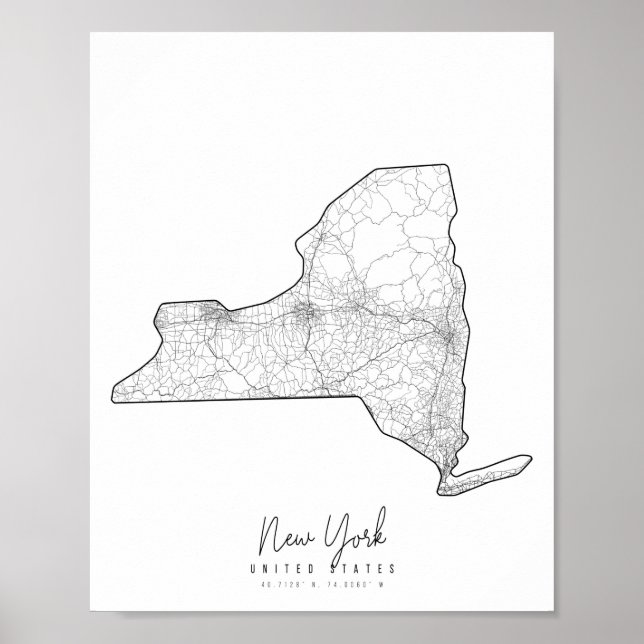 New York Minimal Street Map Poster (Front)