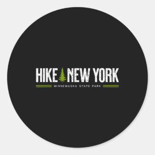New York Minnewaska State Park Hike Tree Retro Gra Classic Round Sticker