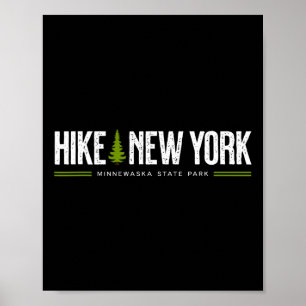 New York Minnewaska State Park Hike Tree Retro Gra Poster