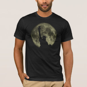 New York Moon and Statue Of Liberty T-shirt