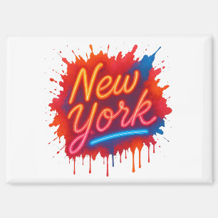New York Neon Street Art – Colourful Retro Magnet