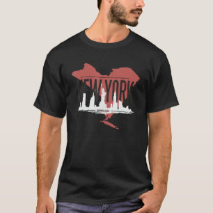 New York New York City Skyline Silhouette Outline  T-Shirt