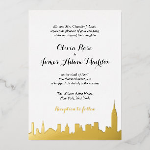 New York New York Gold Foil Invitation