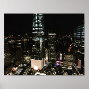 New York Night Downtown NYC Manhattan Skyscrapers Poster