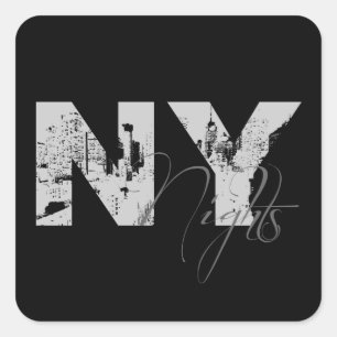 New York Nights Square Sticker