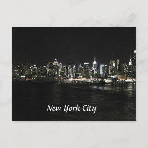 New York Nighttime Skyline Postcard