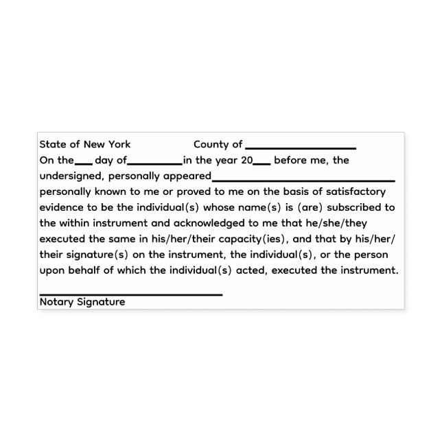 New York Notary Acknowledgement  Self-inking Stamp (Design)