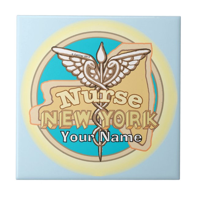 New York Nurse Caduceus Tile (Front)