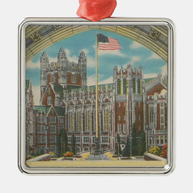 New York, NY - City College View of Flag Metal Ornament (Front)