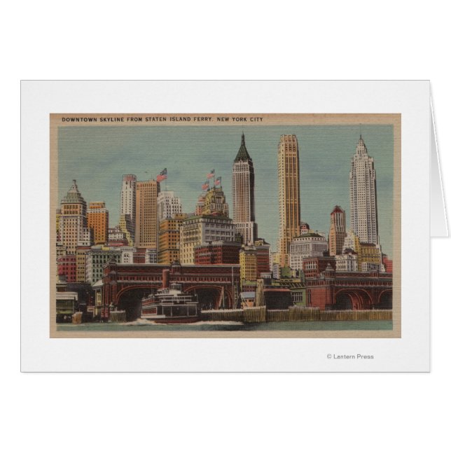 New York, NY - Downtown Skyline from Staten (Front Horizontal)
