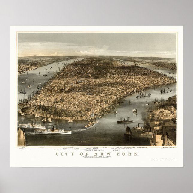 New York, NY Panoramic Map - 1856 Poster (Front)