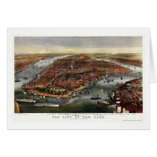 New York, NY Panoramic Map - 1870 (Front Horizontal)
