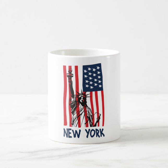 New York NY Statue of Liberty USA America Flag Coffee Mug (Center)