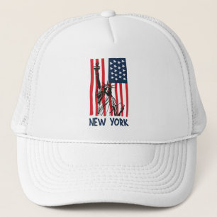 New York NY Statue of Liberty USA America Flag Trucker Hat