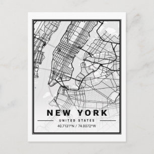 New York NY USA United States Travel City Map Postcard
