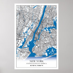 New York NY USA United States Travel City Map Poster