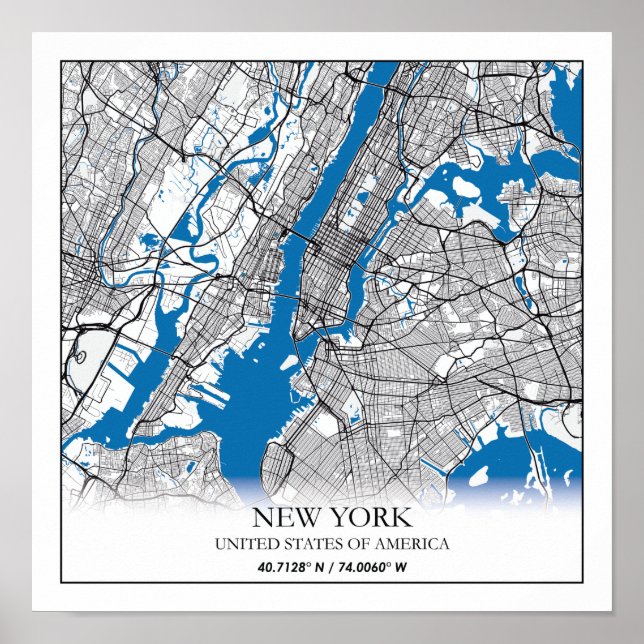 New York NY USA United States Travel City Map Poster (Front)