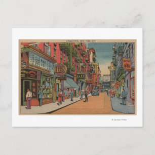 New York, NY - View of Chinatown Shops Postcard