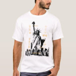 New York Nyc Brooklyn Bridge Liberty Statue Mens T-Shirt<br><div class="desc">Nyc Brooklyn Bridge Liberty Statue New York City Manhattan Elegant Template Men's Basic White T-Shirt.</div>
