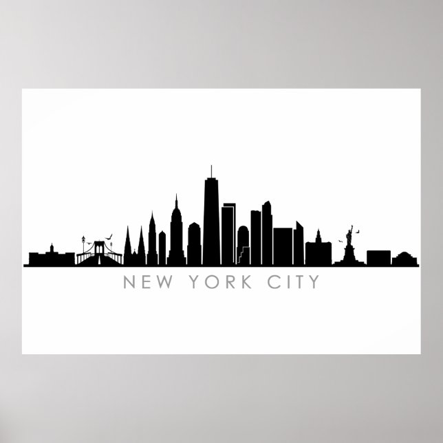 NEW YORK NYC Manhatten USA City Skyline Silhouette Poster (Front)