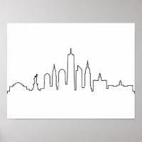 NEW YORK NYC Manhatten USA City Skyline Silhouette