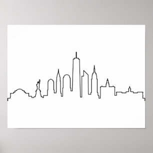 NEW YORK NYC Manhatten USA City Skyline Silhouette Poster