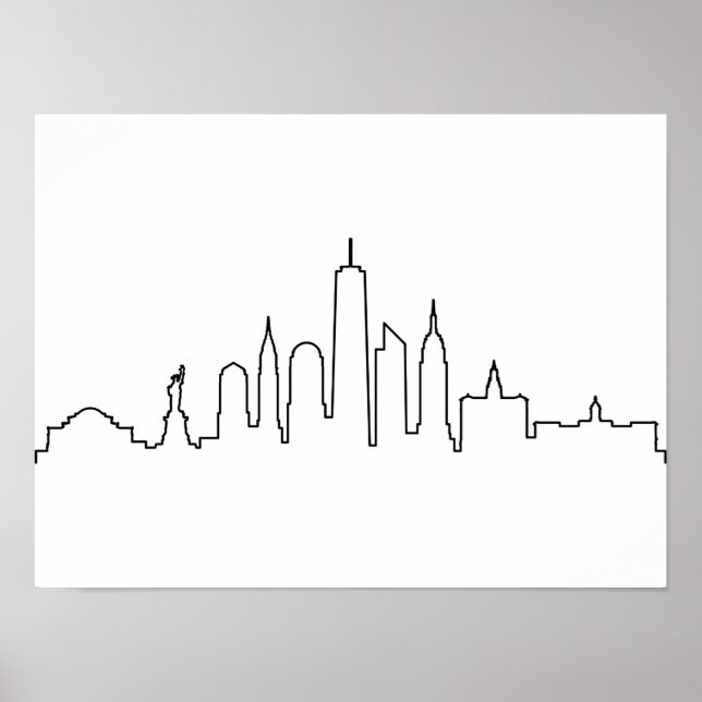 NEW YORK NYC Manhatten USA City Skyline Silhouette Poster (Front)