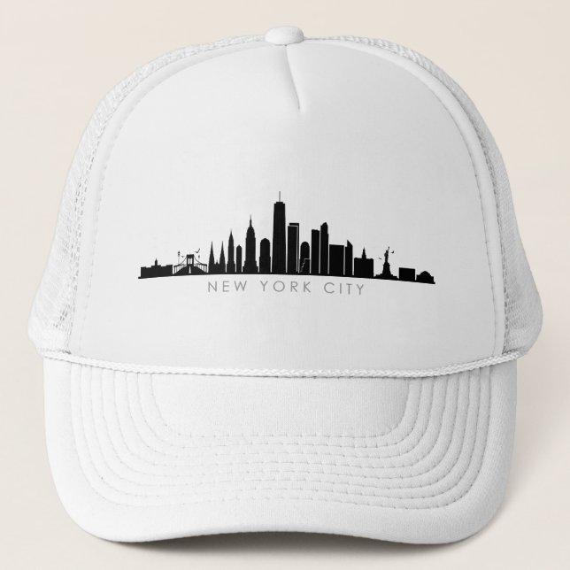 NEW YORK NYC Manhatten USA City Skyline Silhouette Trucker Hat (Front)