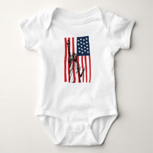 New York NYC Statue of Liberty USA America Flag Baby Bodysuit