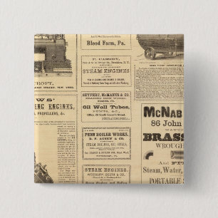 New York Oil Advertisements 15 Cm Square Badge