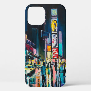 "New York" oil painting, a night view of New York, iPhone 12 Case