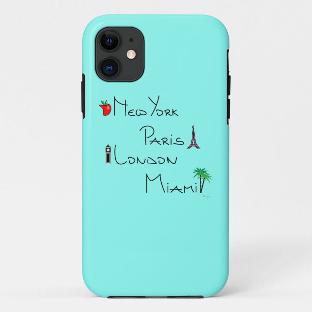New York, Paris, London, Miami Case-Mate iPhone Case (Back)