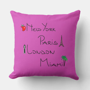 New York, Paris, London, Miami Cushion