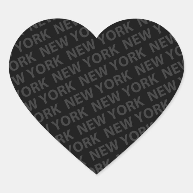 New York Pattern Dark Grey Heart Sticker (Front)