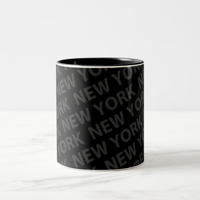 New York Pattern Dark Grey Two-Tone Coffee Mug (Center)