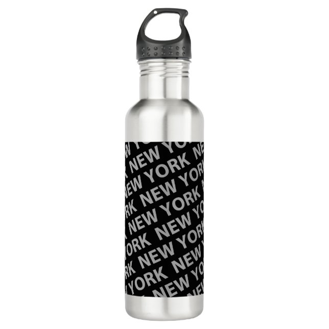 New York Pattern Grey 710 Ml Water Bottle (Front)
