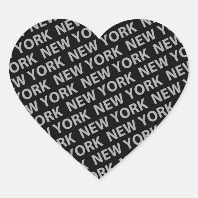 New York Pattern Grey Heart Sticker (Front)