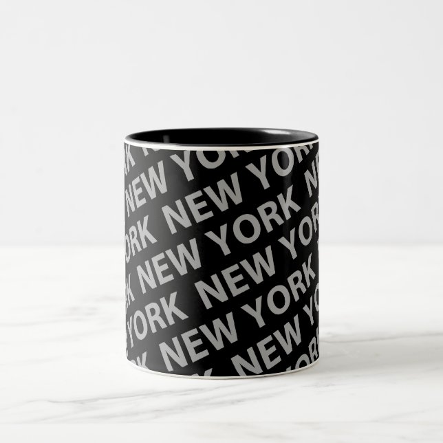 New York Pattern Grey Two-Tone Coffee Mug (Center)