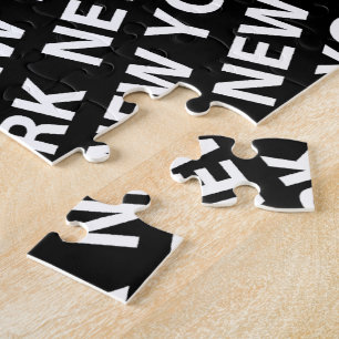 New York Pattern White Jigsaw Puzzle