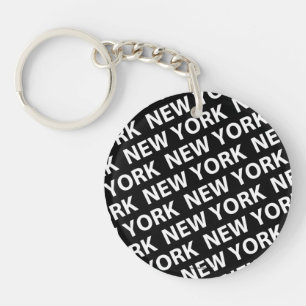New York Pattern White Key Ring