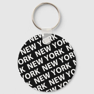 New York Pattern White Key Ring