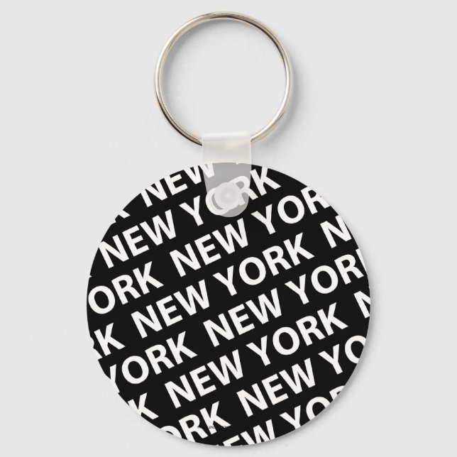 New York Pattern White Key Ring (Front)